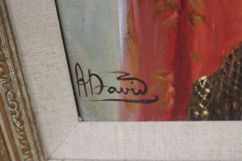 Andre David (French 20th century), head and shoulder portrait of a gypsy girl, signed, oil on canvas, 45 x 38cm